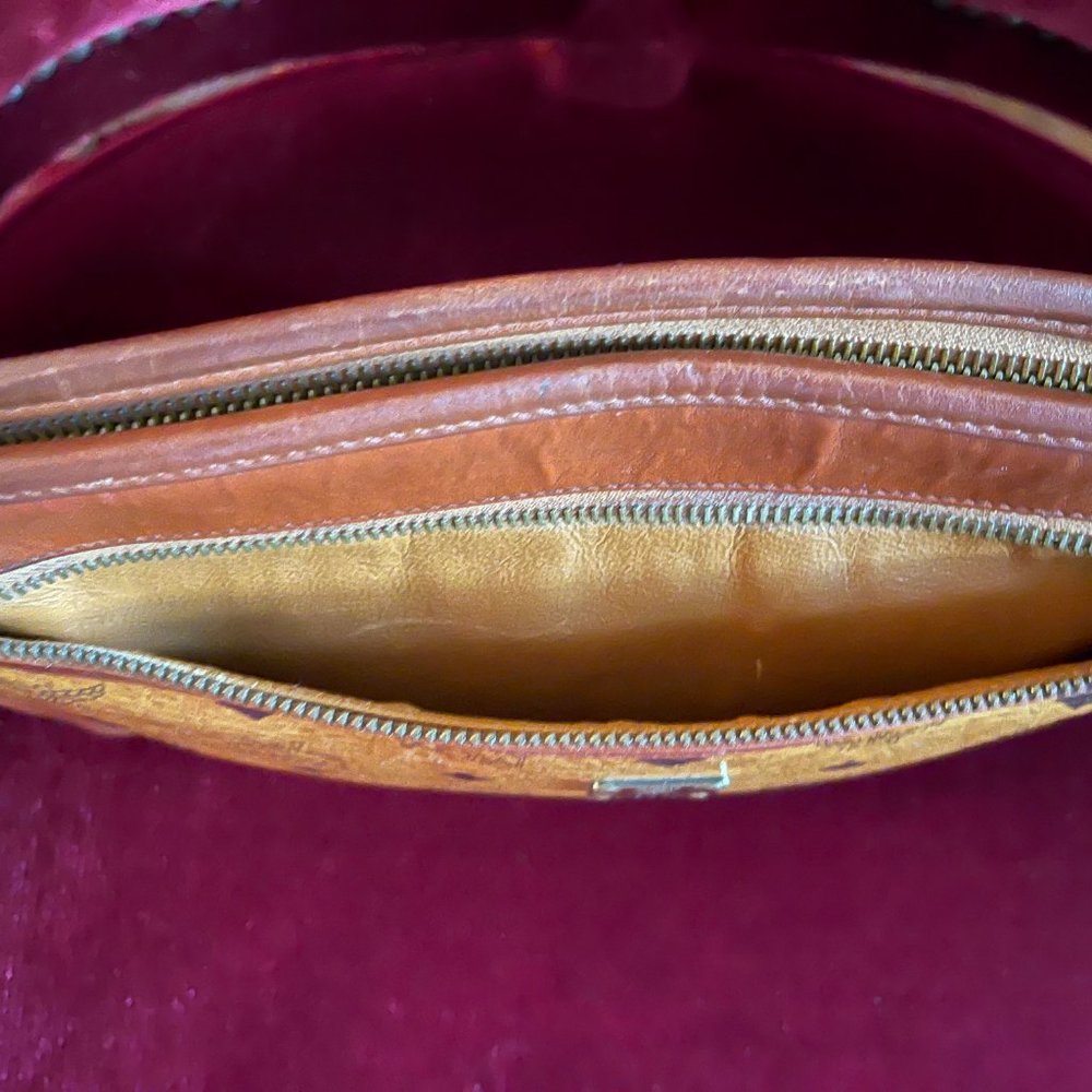 Authentic MCM Visetos Caramel and Tan Coated Canvas Zipper Clutch Purse Handbag - Picture 7 of 10